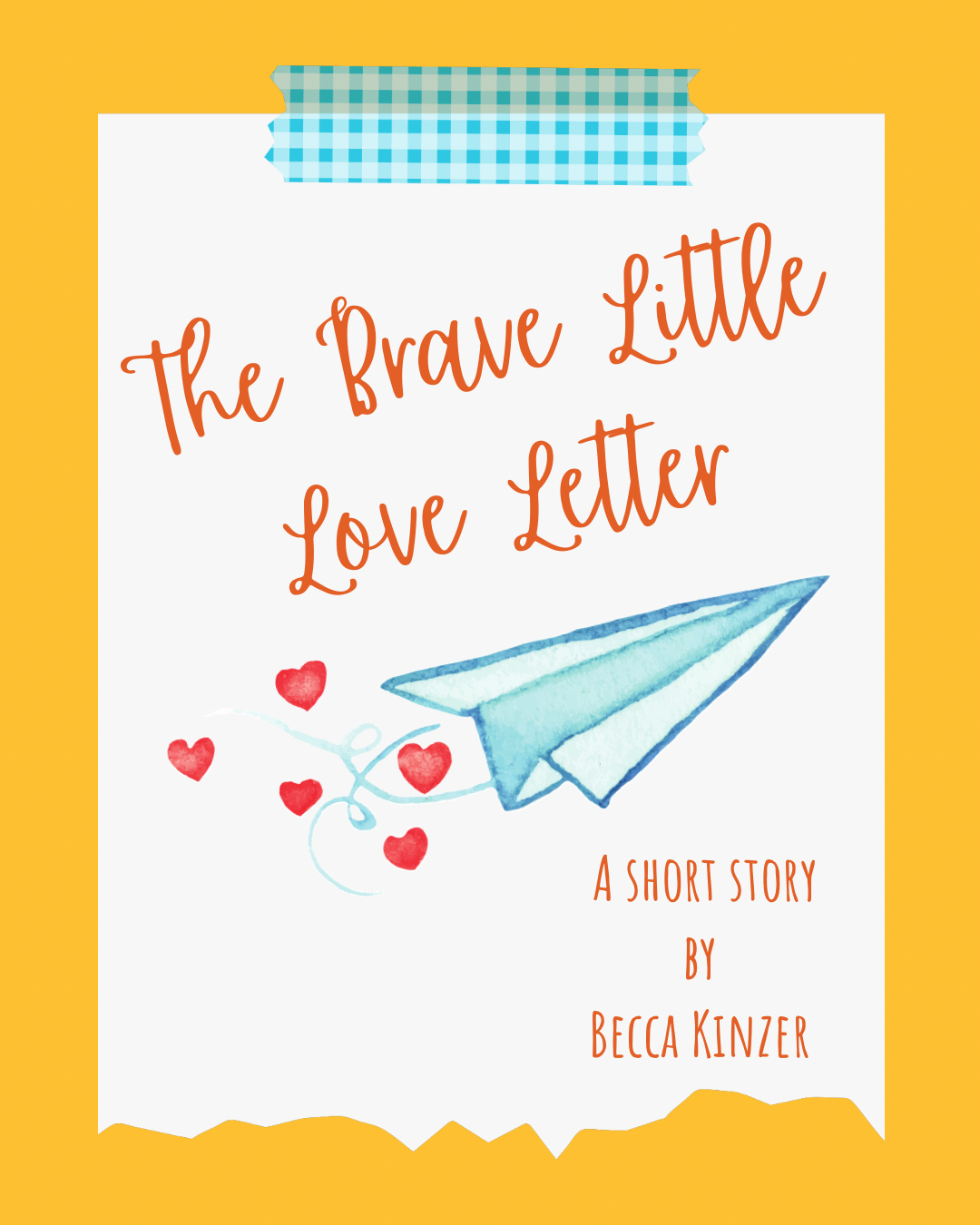A dear Henry, Love Edith short story. Small paper airplane flying with hearts coming out of it.